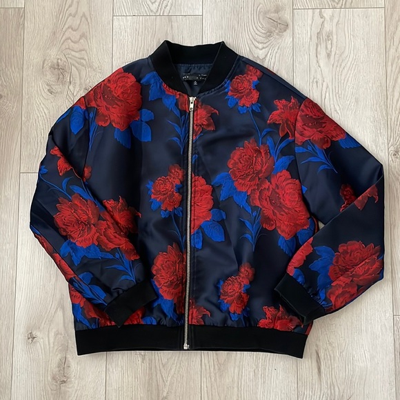 Endless Rose Silky Rose Bomber Jacket Size M - Picture 1 of 8